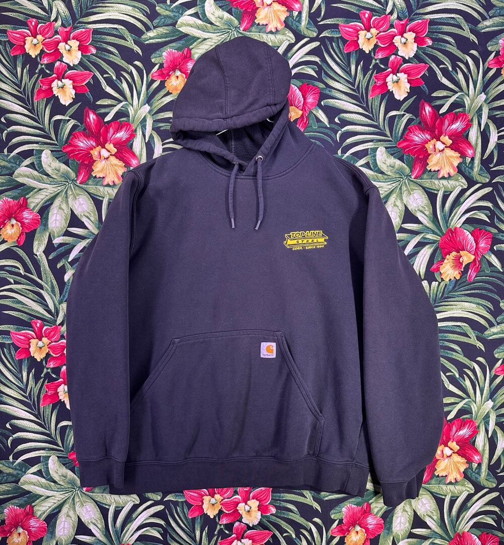 Carhartt Top Line Steel Black Hoodie Size Large Loose Fit
